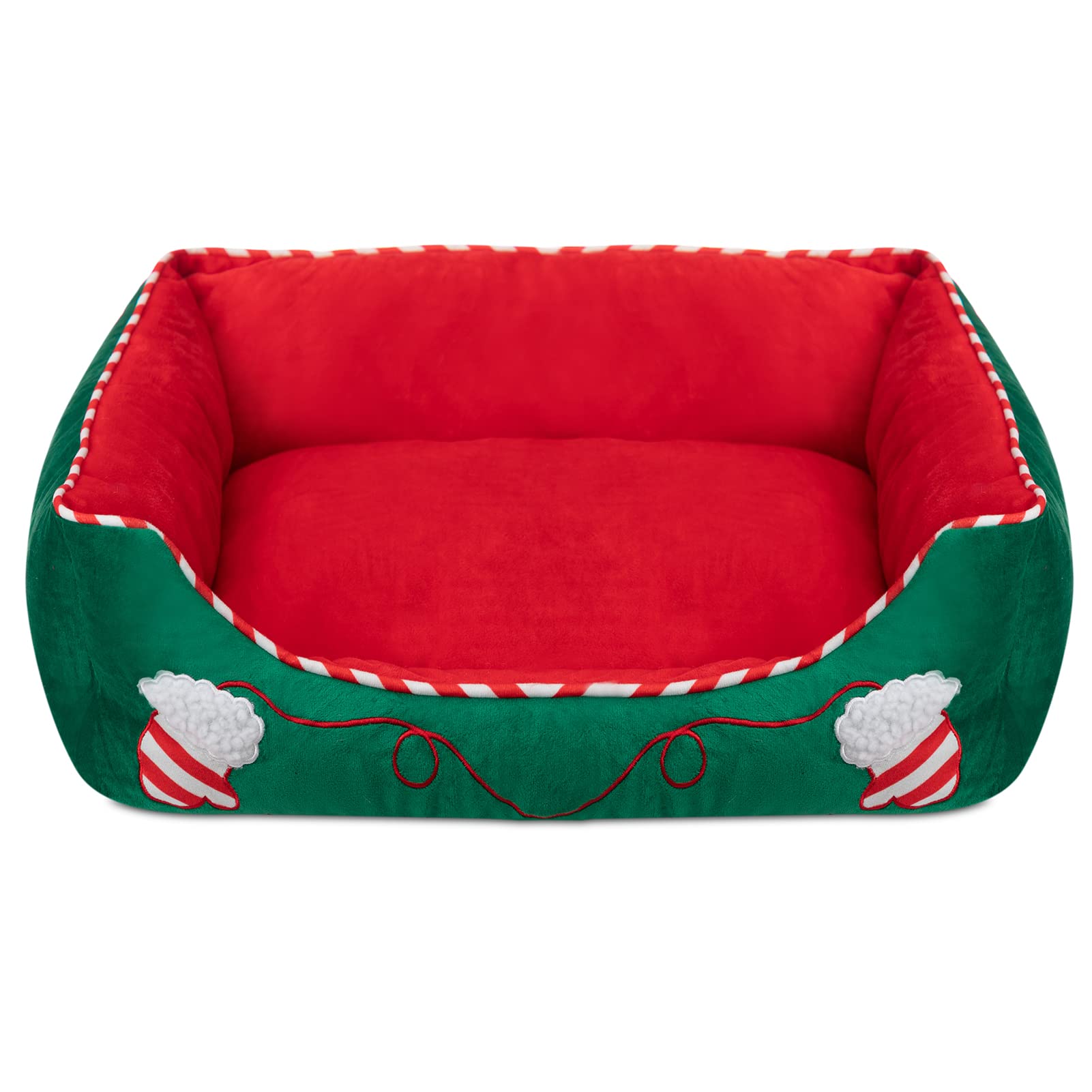 Pet Dog Bed Rectangle Plush Dog Cat Bed Self-Warming Pet Bed, Green Glovers